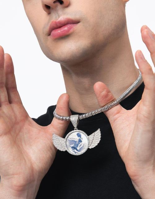 Load image into Gallery viewer, THE FLYING ANGEL® - Custom Round Photo Pendant by Bling Proud | Urban Jewelry Online Store
