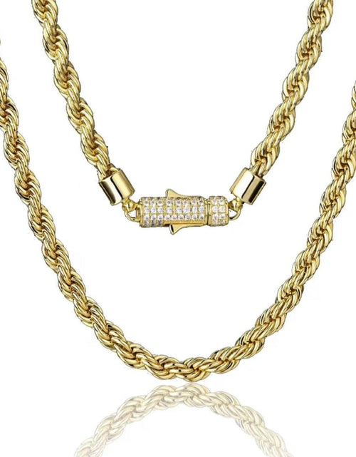 Load image into Gallery viewer, The Golden Age II® - 6mm Rope Chain With Iced Diamond Lock by Bling Proud | Urban Jewelry Online Store
