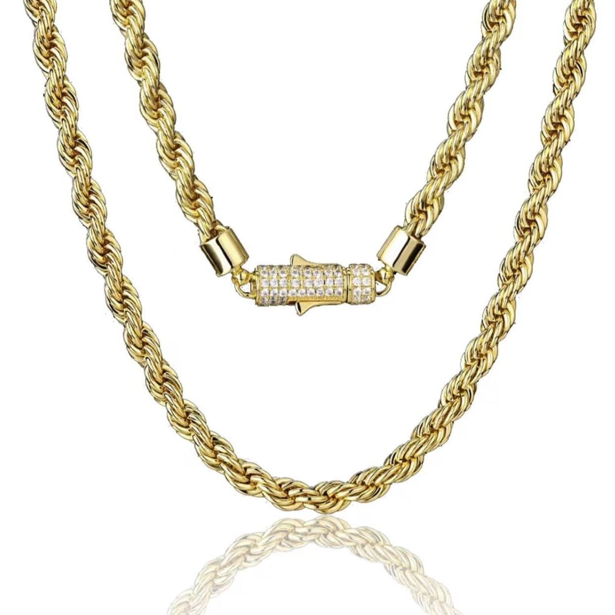 The Golden Age II® - 6mm Rope Chain With Iced Diamond Lock by Bling Proud | Urban Jewelry Online Store