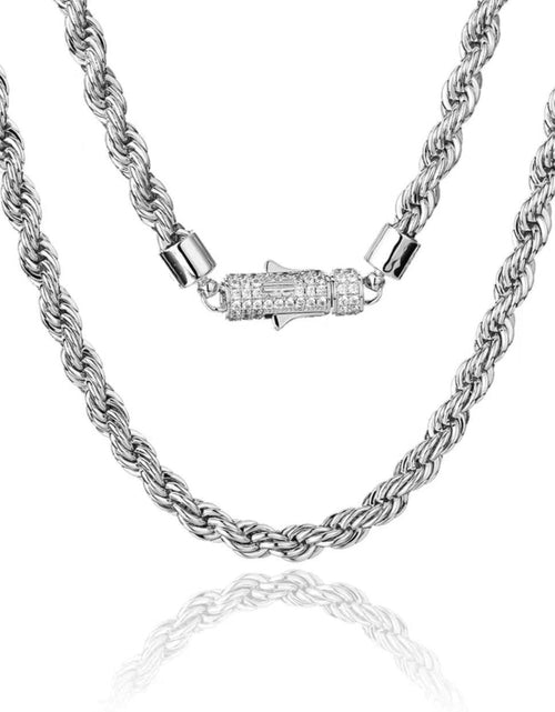 Load image into Gallery viewer, The Golden Age II® - 6mm Rope Chain With Iced Diamond Lock by Bling Proud | Urban Jewelry Online Store
