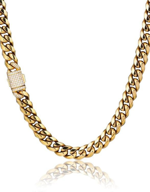 Load image into Gallery viewer, The Golden Nugget® - 12mm Iced Miami Cuban Link Chain 18K Gold Plated with CZ Clasp by Bling Proud | Urban Jewelry Online Store
