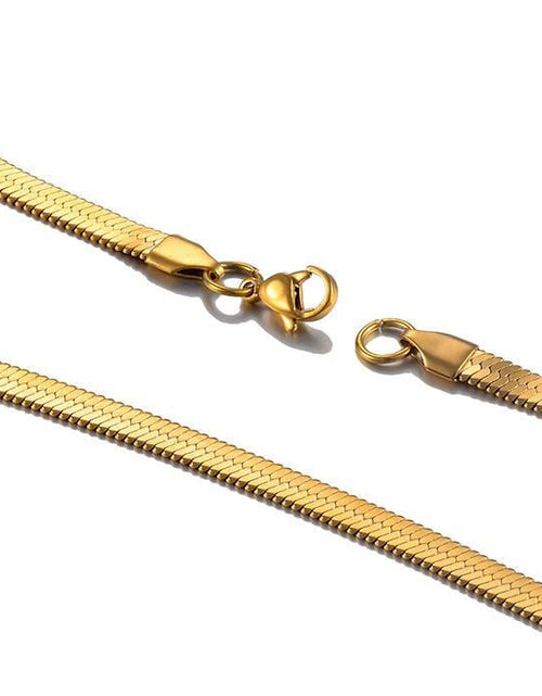 Load image into Gallery viewer, The Kukulcan Serpent® - 925 Sterling Silver Herringbone Snake Chain 14K Gold Plated by Bling Proud | Urban Jewelry Online Store
