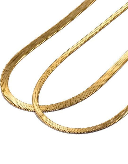 Load image into Gallery viewer, The Kukulcan Serpent® - 925 Sterling Silver Herringbone Snake Chain 14K Gold Plated by Bling Proud | Urban Jewelry Online Store
