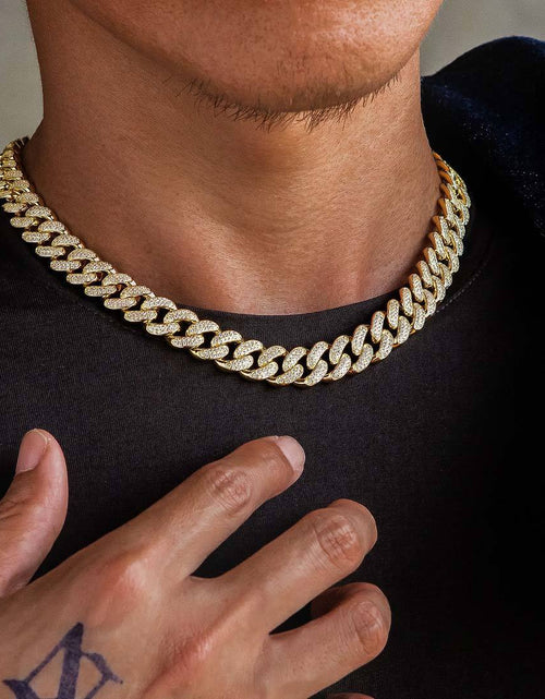 Load image into Gallery viewer, The Lion Heart® - 12mm 2 Rows Iced Out Diamond Cuban Link Chain in 14K Gold by Bling Proud | Urban Jewelry Online Store
