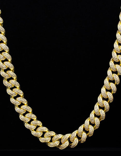 Load image into Gallery viewer, The Lion Heart® - 12mm 2 Rows Iced Out Diamond Cuban Link Chain in 14K Gold by Bling Proud | Urban Jewelry Online Store

