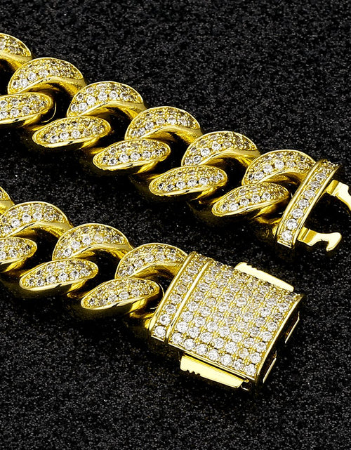 Load image into Gallery viewer, The Lion Heart® - 12mm 2 Rows Iced Out Diamond Cuban Link Chain in 14K Gold by Bling Proud | Urban Jewelry Online Store

