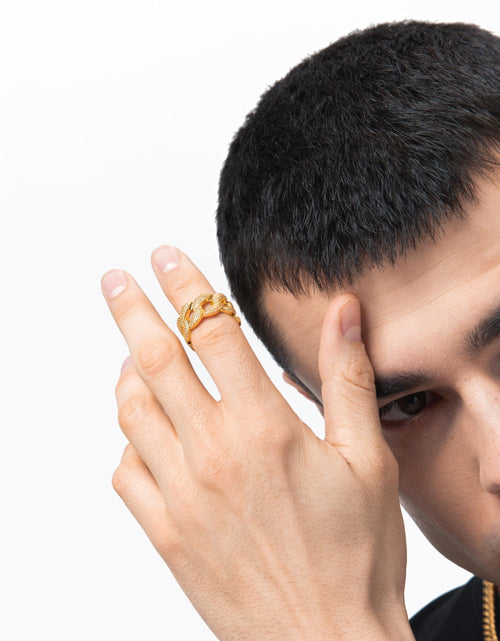 Load image into Gallery viewer, The Lord® - Iced Out Cuban Link Ring 18K Gold Plated by Bling Proud | Urban Jewelry Online Store
