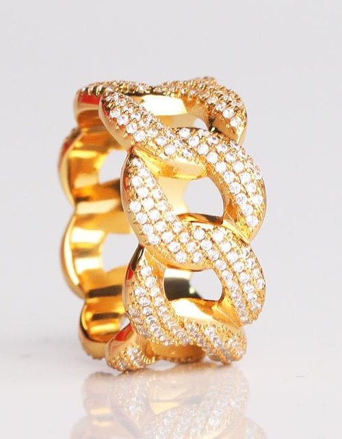 Load image into Gallery viewer, The Lord® - Iced Out Cuban Link Ring 18K Gold Plated by Bling Proud | Urban Jewelry Online Store
