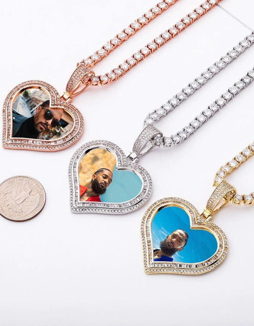 Load image into Gallery viewer, THE LOVING HEART® - Custom Photo Pendant Baguette Cut by Bling Proud | Urban Jewelry Online Store
