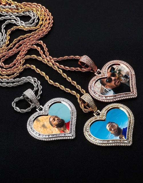 Load image into Gallery viewer, THE LOVING HEART® - Custom Photo Pendant Baguette Cut by Bling Proud | Urban Jewelry Online Store
