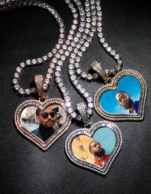 Load image into Gallery viewer, THE LOVING HEART® - Custom Photo Pendant Baguette Cut by Bling Proud | Urban Jewelry Online Store

