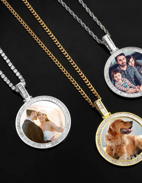 Load image into Gallery viewer, THE MISSING® - Custom Iced Out Baguette Cut Round Photo Pendant by Bling Proud | Urban Jewelry Online Store
