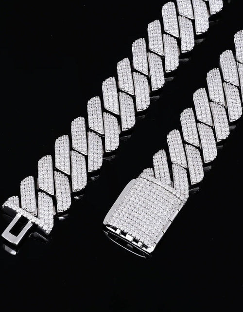 Load image into Gallery viewer, The Proud Moment II® - 20mm Iced Out 3 Row Diamond Prong Cuban Link Chain Choker in White Gold by Bling Proud | Urban Jewelry Online Store
