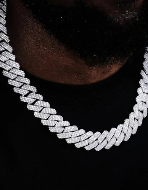 Load image into Gallery viewer, The Proud Moment II® - 20mm Iced Out 3 Row Diamond Prong Cuban Link Chain Choker in White Gold by Bling Proud | Urban Jewelry Online Store
