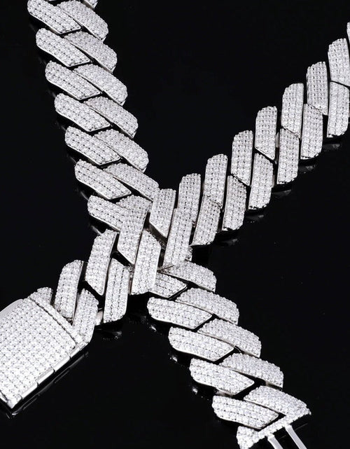 Load image into Gallery viewer, The Proud Moment II® - 20mm Iced Out 3 Row Diamond Prong Cuban Link Chain Choker in White Gold by Bling Proud | Urban Jewelry Online Store

