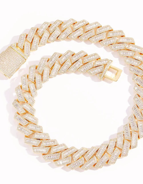 Load image into Gallery viewer, The Proud Moment® - 20mm Baguette Cut Moissanite Diamond Prong Cuban Link Chain in 14K Gold by Bling Proud | Urban Jewelry Online Store
