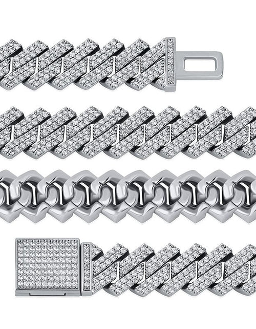 Load image into Gallery viewer, The Shining Moment III® - 14mm Iced Out Diamond Prong Cuban Link Chain Choker in White Gold by Bling Proud | Urban Jewelry Online Store
