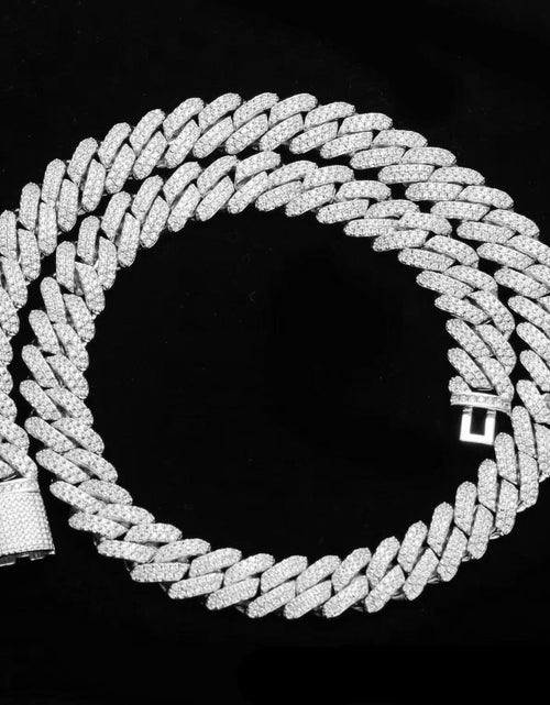 Load image into Gallery viewer, The Shining Moment II® - 13mm Iced Diamond Prong Link Cuban Choker Chain in White Gold by Bling Proud | Urban Jewelry Online Store
