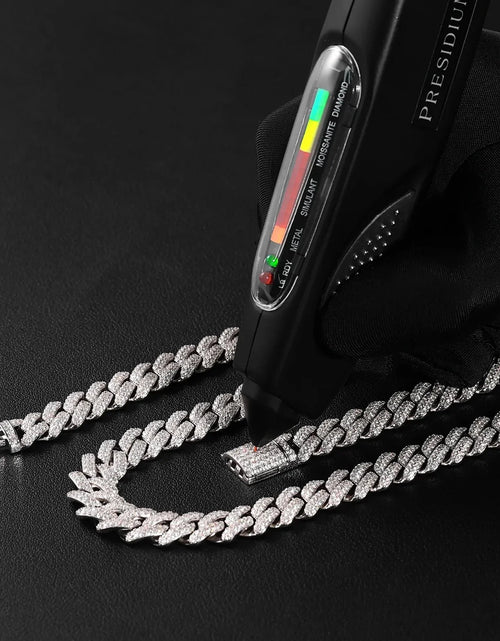 Load image into Gallery viewer, The Shining Moment II® - 13mm Iced Diamond Prong Link Cuban Choker Chain in White Gold by Bling Proud | Urban Jewelry Online Store
