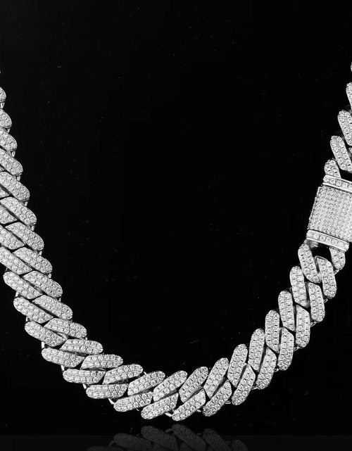 Load image into Gallery viewer, The Shining Moment II® - 13mm Iced Diamond Prong Link Cuban Choker Chain in White Gold by Bling Proud | Urban Jewelry Online Store
