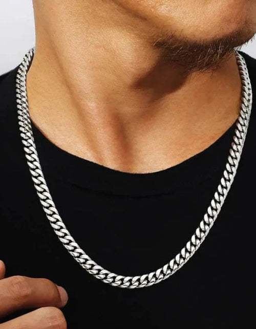 Load image into Gallery viewer, The Silver Lining Ⅱ® - Cuban Link Chain Silver White Gold (Push Button Clasp) by Bling Proud | Urban Jewelry Online Store
