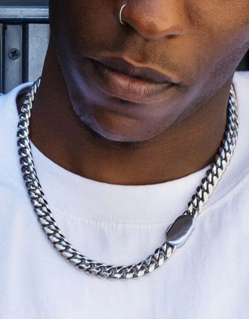 Load image into Gallery viewer, The Silver Lining Ⅱ® - Cuban Link Chain Silver White Gold (Push Button Clasp) by Bling Proud | Urban Jewelry Online Store
