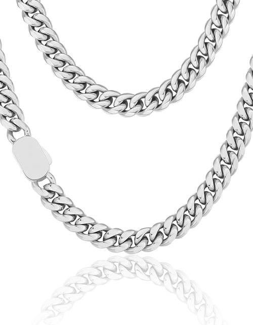 Load image into Gallery viewer, The Silver Lining Ⅱ® - Cuban Link Chain Silver White Gold (Push Button Clasp) by Bling Proud | Urban Jewelry Online Store
