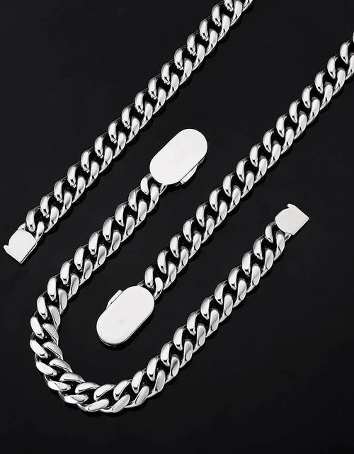 Load image into Gallery viewer, The Silver Lining Ⅱ® - Cuban Link Chain Silver White Gold (Push Button Clasp) by Bling Proud | Urban Jewelry Online Store
