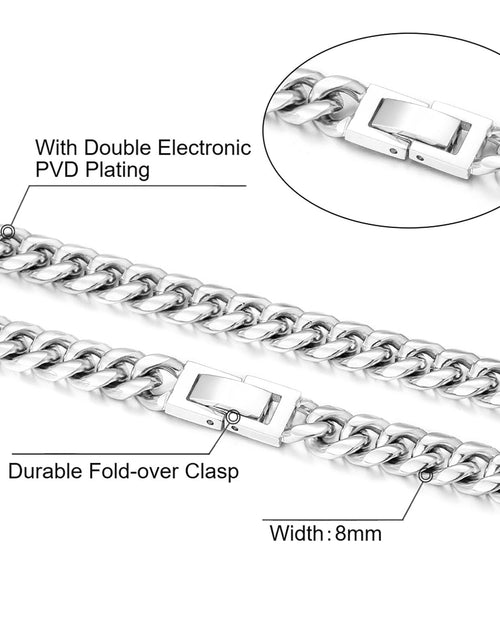 Load image into Gallery viewer, The Silver Lining® - 8mm Miami Cuban Link Chain White Gold Plated by Bling Proud | Urban Jewelry Online Store
