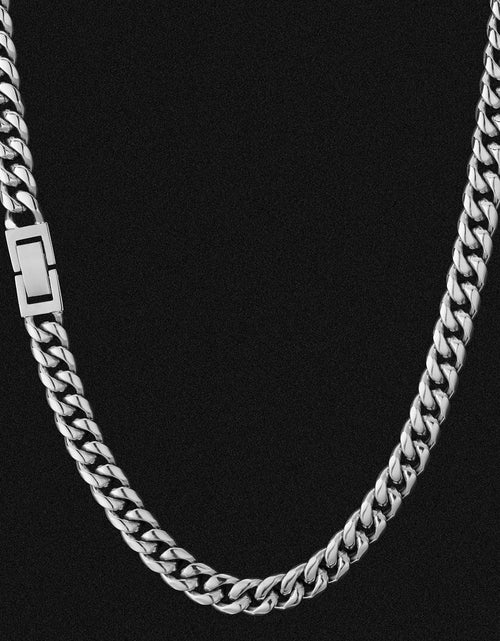 Load image into Gallery viewer, The Silver Lining® - 8mm Miami Cuban Link Chain White Gold Plated by Bling Proud | Urban Jewelry Online Store
