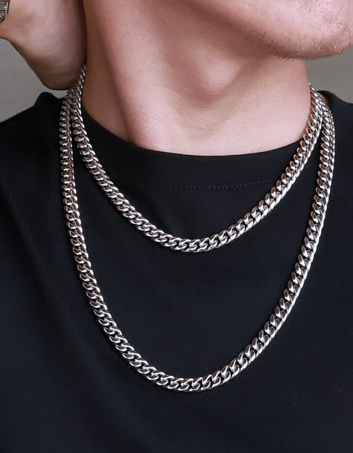 Load image into Gallery viewer, The Silver Lining® - 8mm Miami Cuban Link Chain White Gold Plated by Bling Proud | Urban Jewelry Online Store
