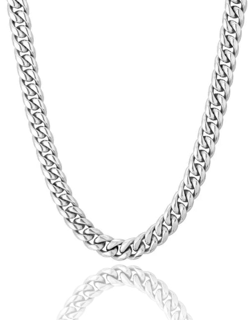 Load image into Gallery viewer, The Silver Lining® - 8mm Miami Cuban Link Chain White Gold Plated by Bling Proud | Urban Jewelry Online Store
