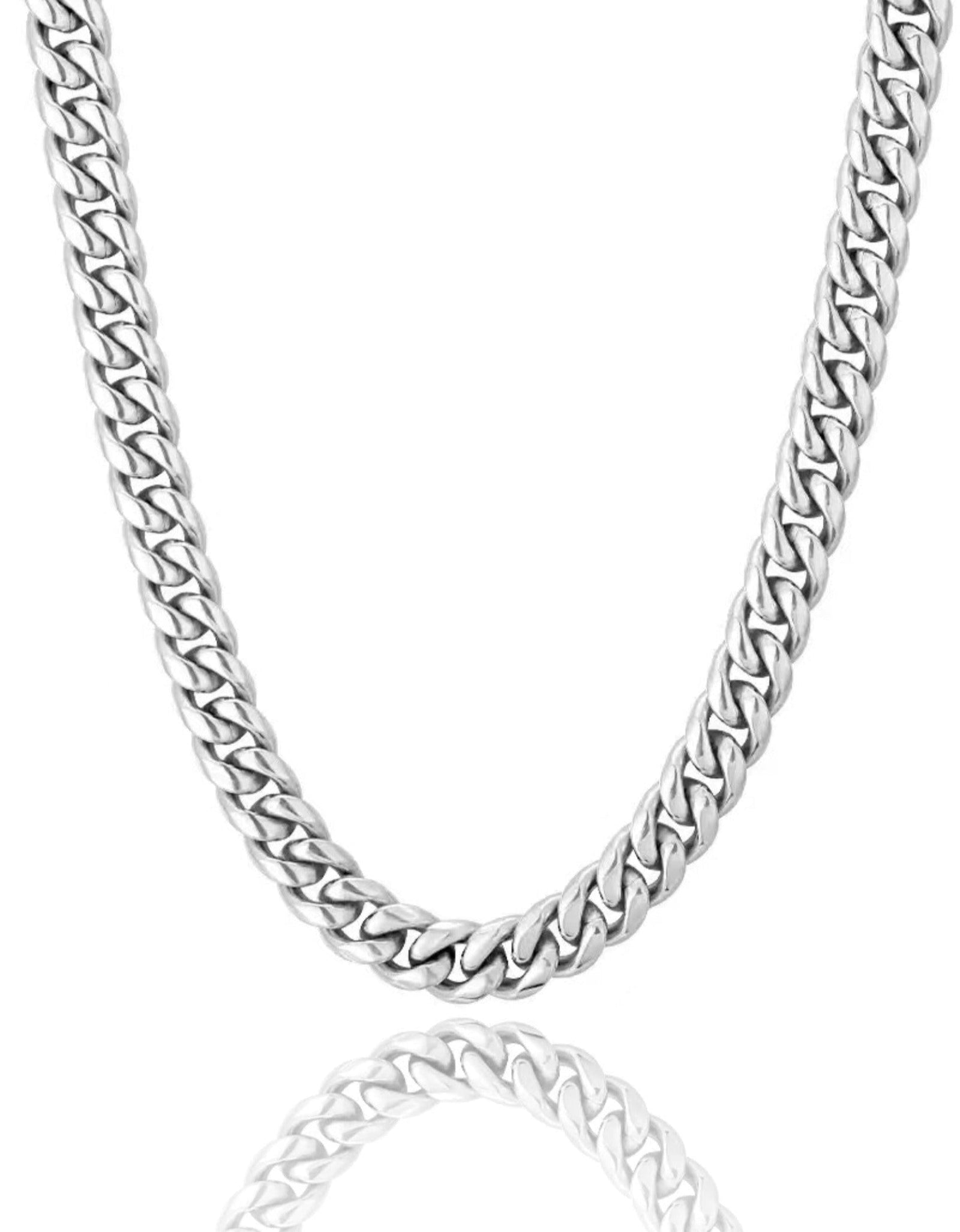 The Silver Lining® - 8mm Miami Cuban Link Chain White Gold Plated by Bling Proud | Urban Jewelry Online Store