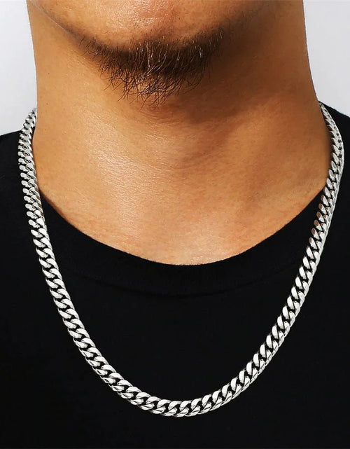 Load image into Gallery viewer, The Silver Lining® - 8mm Miami Cuban Link Chain White Gold Plated by Bling Proud | Urban Jewelry Online Store
