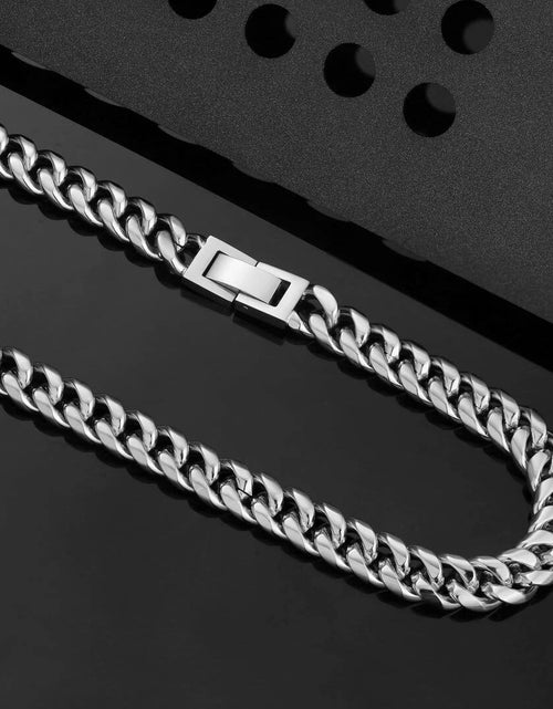 Load image into Gallery viewer, The Silver Lining® - 8mm Miami Cuban Link Chain White Gold Plated by Bling Proud | Urban Jewelry Online Store
