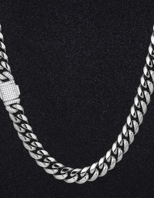 Load image into Gallery viewer, The Stormtrooper® - 12mm Iced Miami Cuban Link Chain White Gold Plated with CZ Clasp by Bling Proud | Urban Jewelry Online Store
