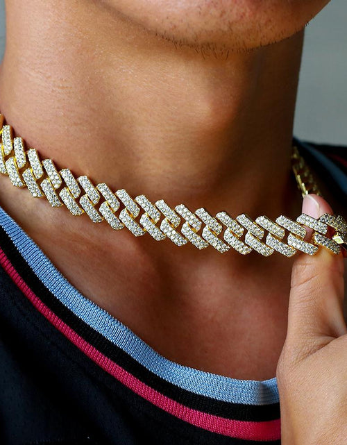 Load image into Gallery viewer, The Stunning Moment III® - 14mm Iced Out Diamond Prong Link Cuban Choker Chain in 14K Gold by Bling Proud | Urban Jewelry Online Store
