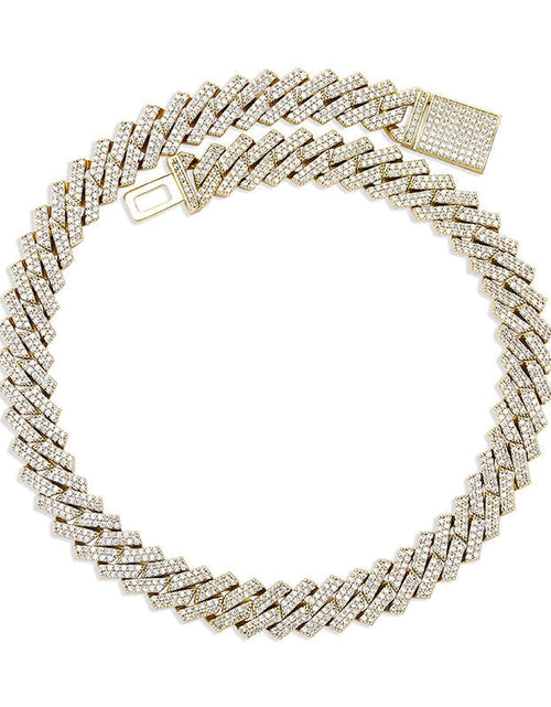 Load image into Gallery viewer, The Stunning Moment III® - 14mm Iced Out Diamond Prong Link Cuban Choker Chain in 14K Gold by Bling Proud | Urban Jewelry Online Store
