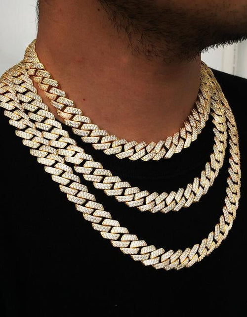 Load image into Gallery viewer, The Stunning Moment III® - 14mm Iced Out Diamond Prong Link Cuban Choker Chain in 14K Gold by Bling Proud | Urban Jewelry Online Store
