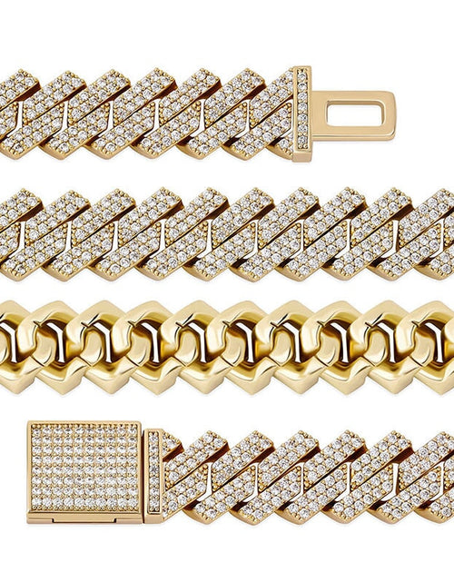 Load image into Gallery viewer, The Stunning Moment III® - 14mm Iced Out Diamond Prong Link Cuban Choker Chain in 14K Gold by Bling Proud | Urban Jewelry Online Store
