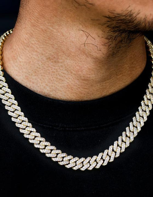 Load image into Gallery viewer, The Stunning Moment II® - 13mm Iced Diamond Prong Link Cuban Choker Chain in 14K Gold by Bling Proud | Urban Jewelry Online Store

