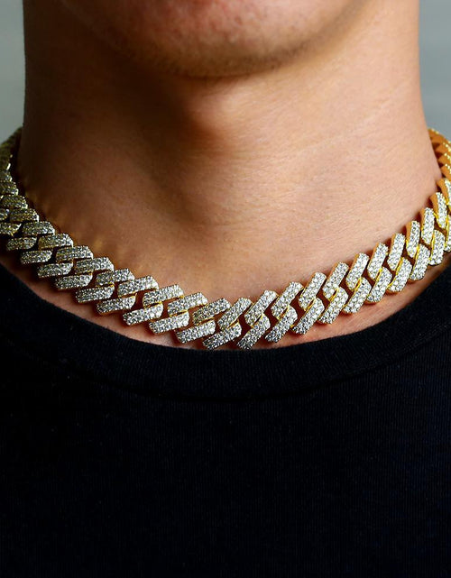 Load image into Gallery viewer, The Stunning Moment II® - 13mm Iced Diamond Prong Link Cuban Choker Chain in 14K Gold by Bling Proud | Urban Jewelry Online Store
