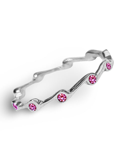 Load image into Gallery viewer, Pink Tourmaline Birthstone Stacker Ring by The Urban Charm
