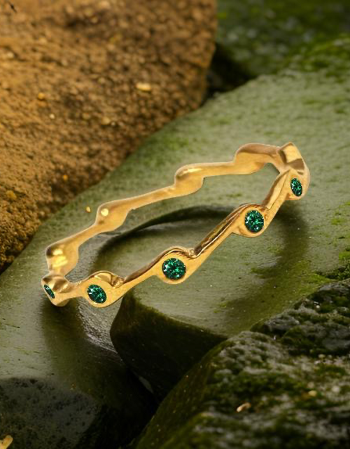 Load image into Gallery viewer, Emerald Birthstone Stacker Ring by The Urban Charm
