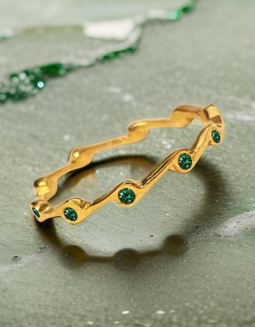 Load image into Gallery viewer, Emerald Birthstone Stacker Ring by The Urban Charm
