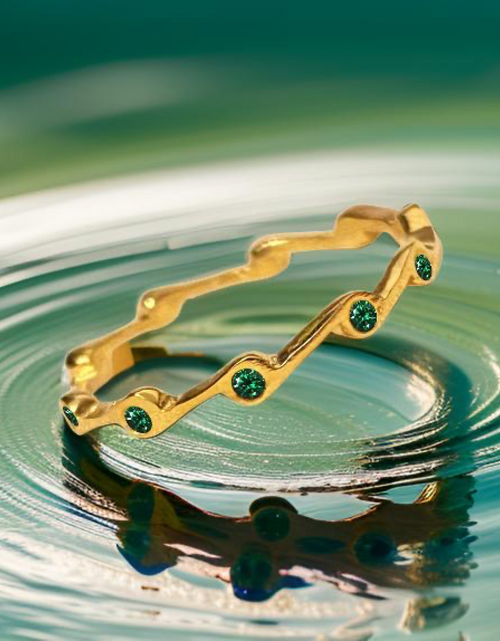 Load image into Gallery viewer, Emerald Birthstone Stacker Ring by The Urban Charm
