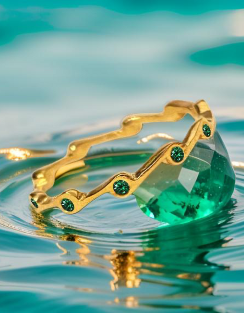 Load image into Gallery viewer, Emerald Birthstone Stacker Ring by The Urban Charm
