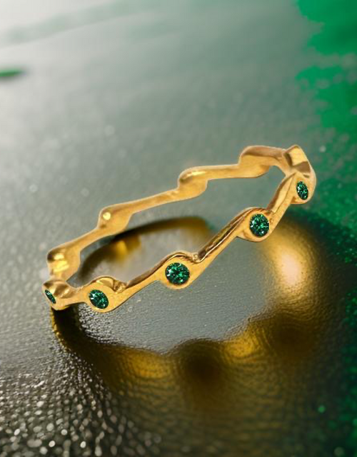 Load image into Gallery viewer, Emerald Birthstone Stacker Ring by The Urban Charm
