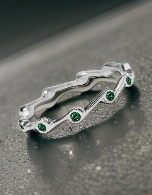 Load image into Gallery viewer, Emerald Birthstone Stacker Ring by The Urban Charm
