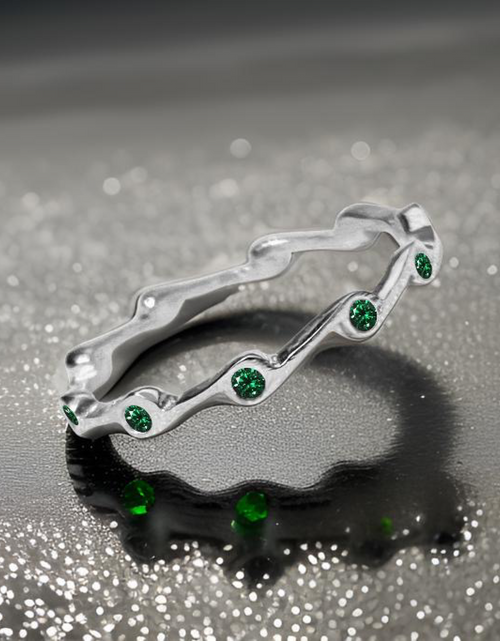 Load image into Gallery viewer, Emerald Birthstone Stacker Ring by The Urban Charm
